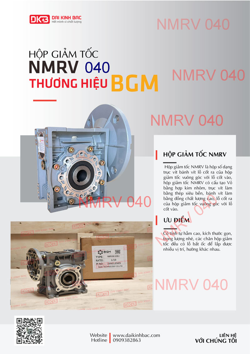 Hộp Giảm Tốc Trục Vít Bánh Vít Cao Cấp NMRV 050 Của BGM