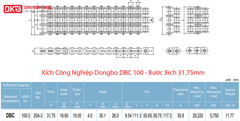 động cơ bơm nước 0.75kw 1hp hyosung hàn quốcXích Công Nghiệp Dongbo DBC 100 - Bước Xích 31.75mm