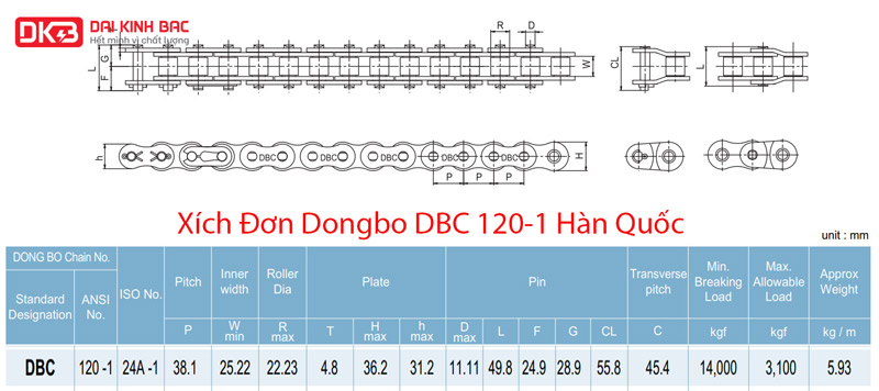 Xích Đơn Dongbo DBC 120-1 Hàn Quốc