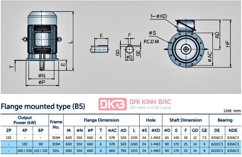 Động Cơ Bơm Nước 132KW - 180HP Hyosung Hàn Quốc