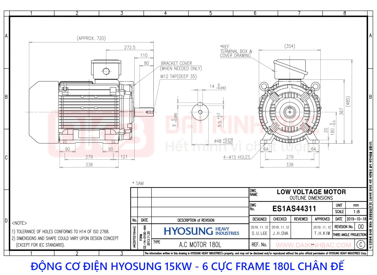 ban ve dong co dien hyosung 15kw chan de