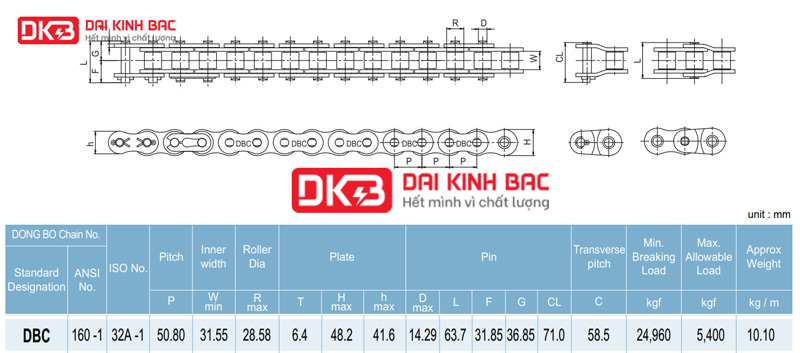 Xích Đơn Dongbo DBC 160-1 Hàn Quốc