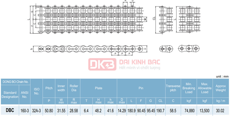 catalog xich 3 day dongbo dbc 160-3 han quoc