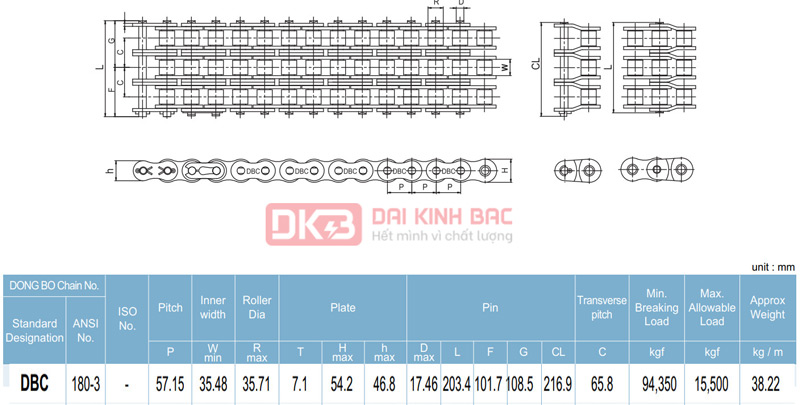 catalog xich 3 day dongbo dbc 180-3 han quoc