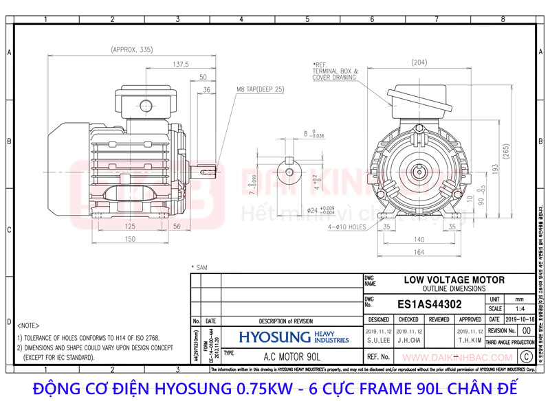 ban ve dong co dien hyosung 1.1kw 6 cuc mat bich