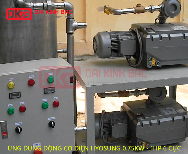 ung dung bom cua dong co dien hyosung 1.1kw 6 cuc
