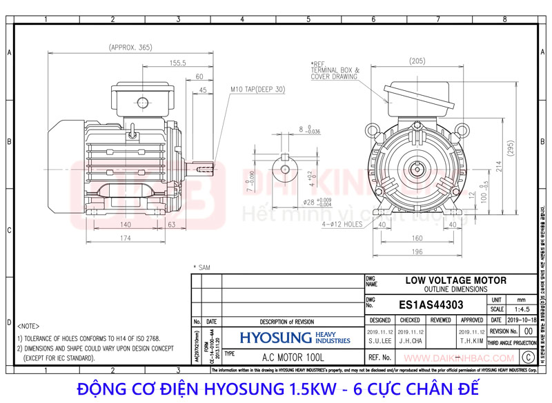 ban ve dong co dien hyosung 1.5kw chan de