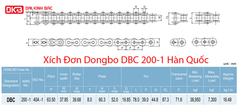 Xích Đơn Dongbo DBC 200-1 Hàn Quốc