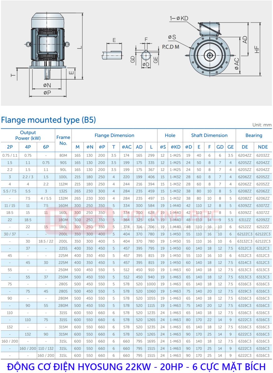 ban ve dong co dien hyosung 22kw mat bich