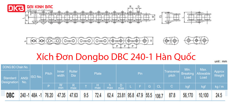 Xích Đơn Dongbo DBC 240-1 Hàn Quốc