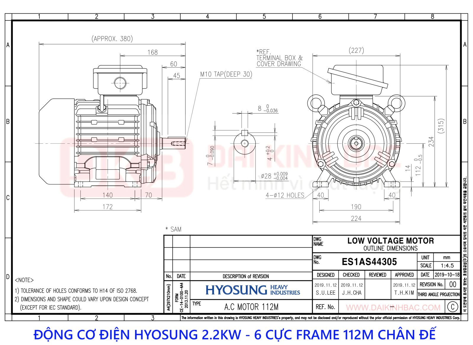 ban ve dong co dien hyosung 2.2kw 6 cuc chan de