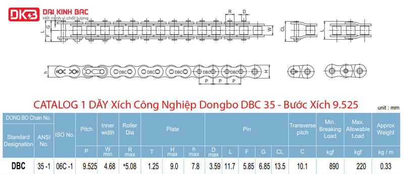 Xích Công Nghiệp Dongbo DBC 35 - Bước Xích 9.525
