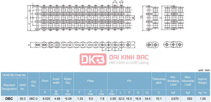 catalog xich 3 day dongbo DBC 35-3 han quoc