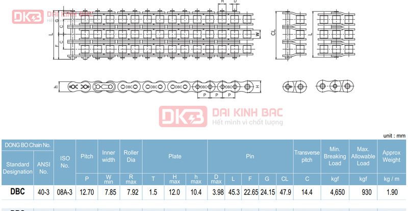 catalog xich 3 day dongbo dbc 40-3 han quoc