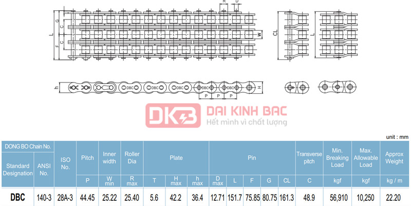 catalog xich 3 day dongbo dbc 140-3 han quoc