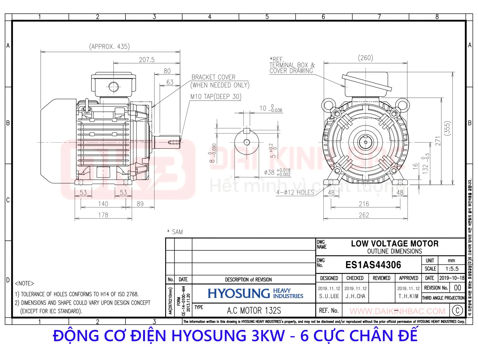 ban ve dong co dien hyosung 3kw 6 cuc chan de