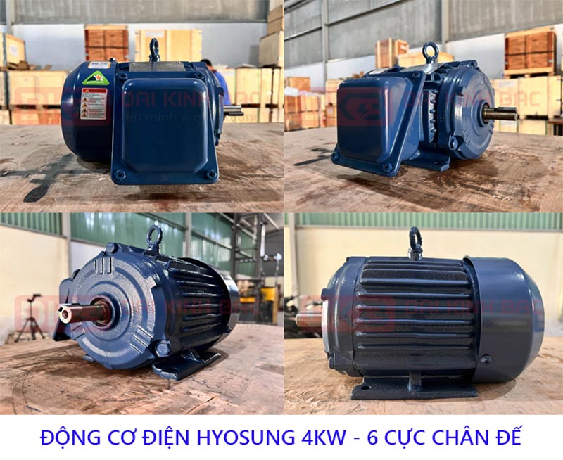 dong co dien hyosung 4kw 6 cuc chan de