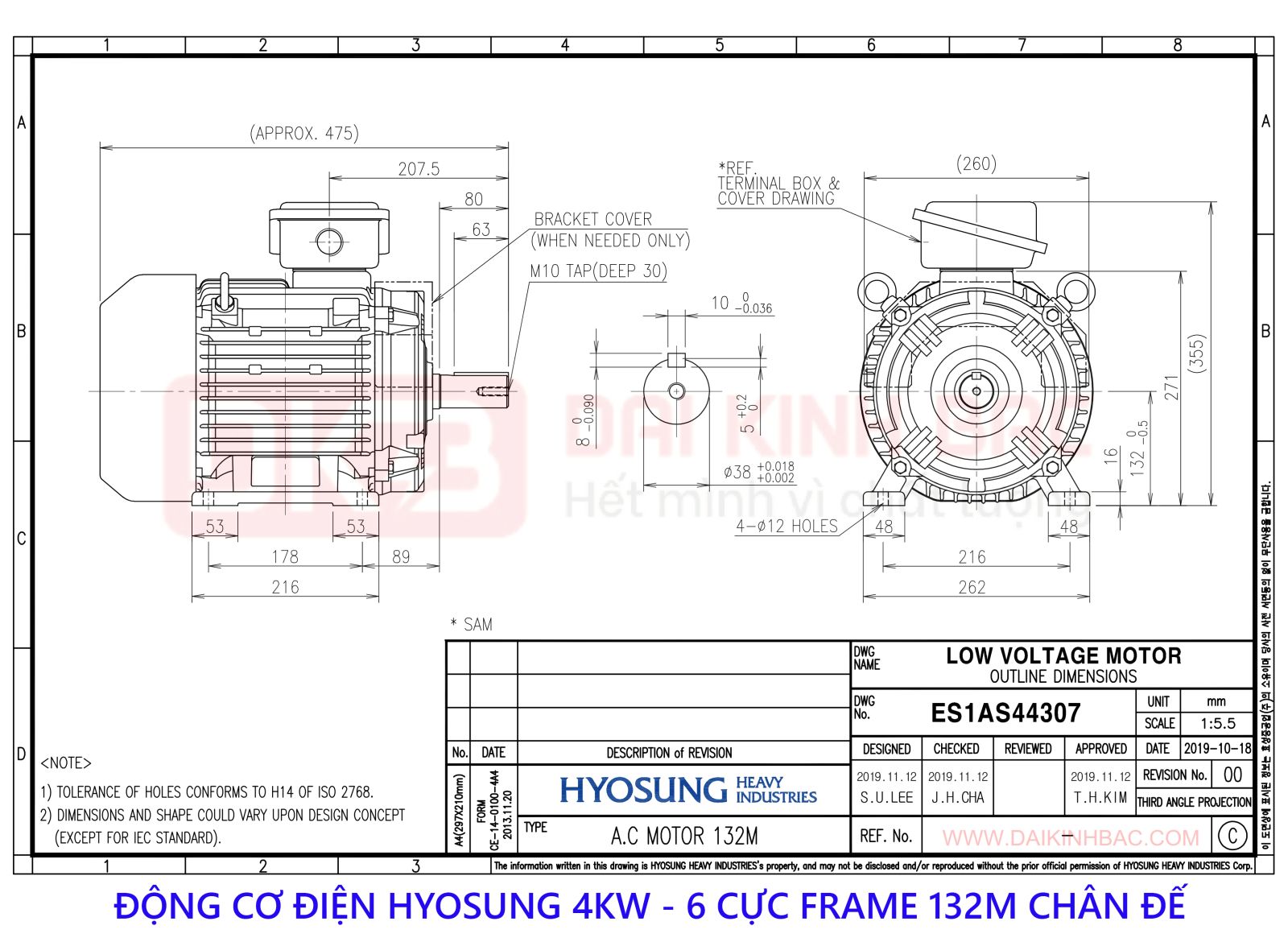 ban ve dong co dien hyosung 4kw 6 cuc chan de