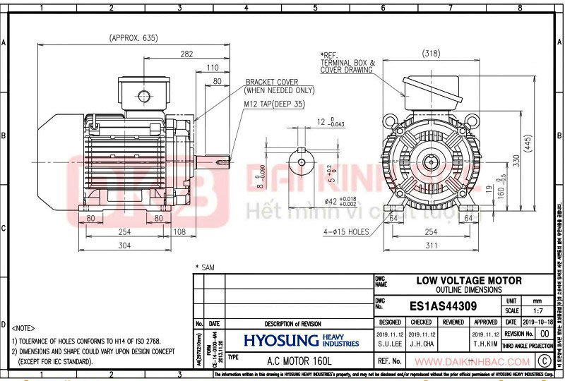 Động Cơ Bơm Nước 15KW - 20HP Hyosung Hàn Quố