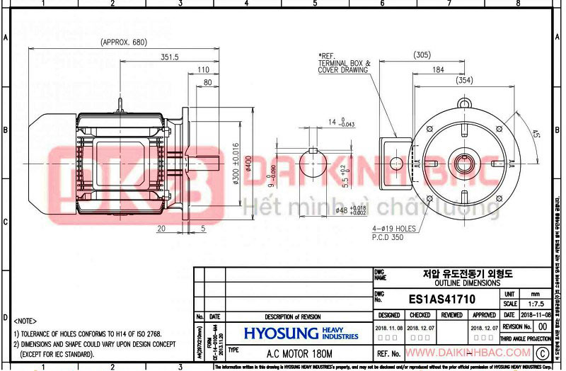 động cơ bơm nước 18.5kw 25hp hyosung hàn quốc