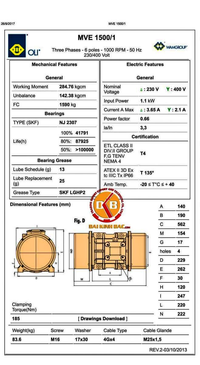 bản vẽ catalog động cơ rung 1.1kw oli 