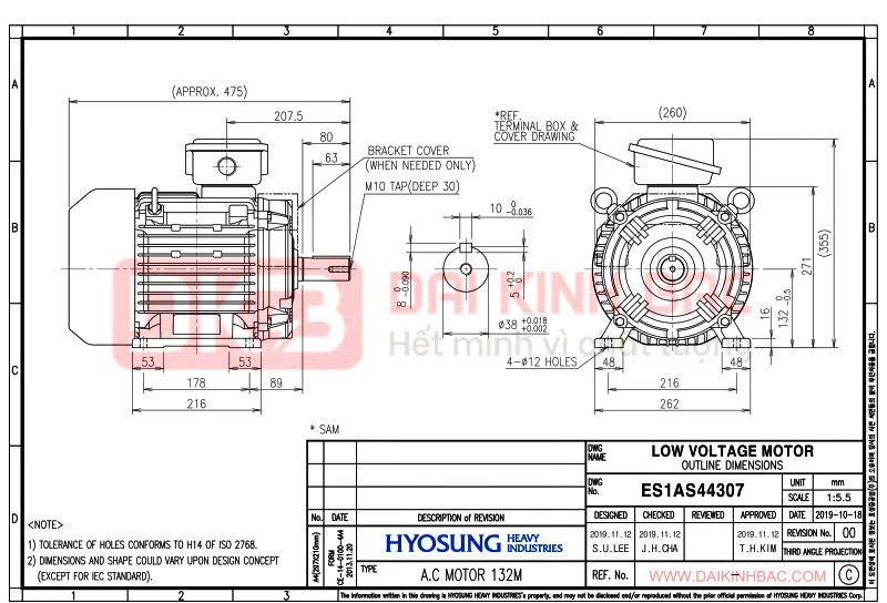 động cơ bơ nước 4kw 5.5hp hyosung hàn quốc