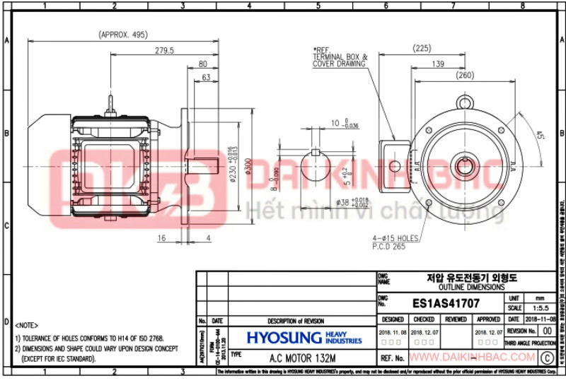 động cơ bơm nước 4kw 5.5hp hyosung hàn quốc