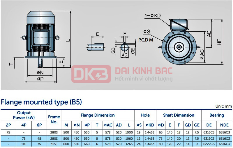 động cơ bơm nước 75kw 100hp hyosung hàn quốc