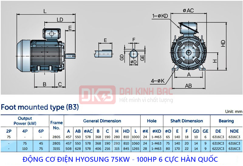 ban ve dong co dien hyosung 75kw chan de