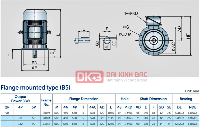 Động Cơ Bơm Nước 90KW - 125HP Hyosung Hàn Quốc