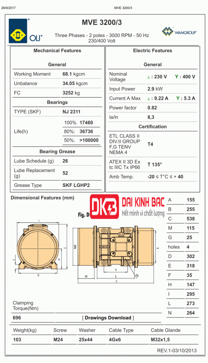 bản vẽ chi tiết rung Oli 2 cực 2,9KW 