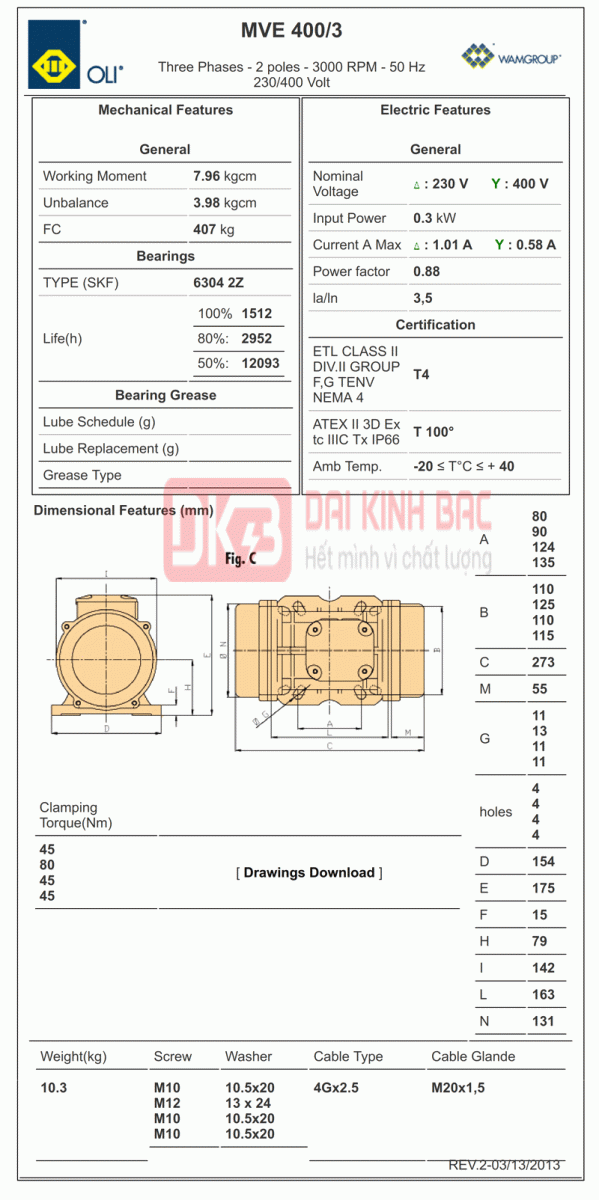 bản vẽ chi tiết động cơ rung oli 0.3kw