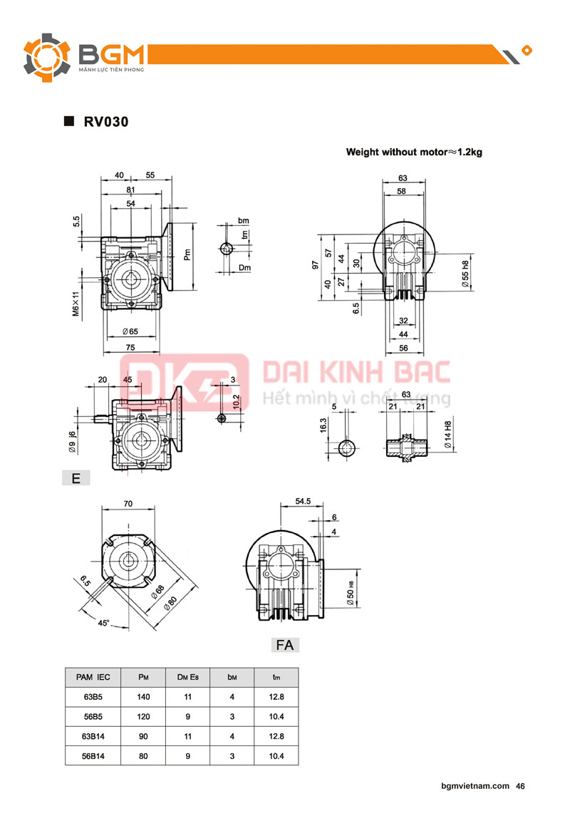 Hộp Giảm Tốc Trục Vít Bánh Vít Cao Cấp NMRV 030 Của BGM