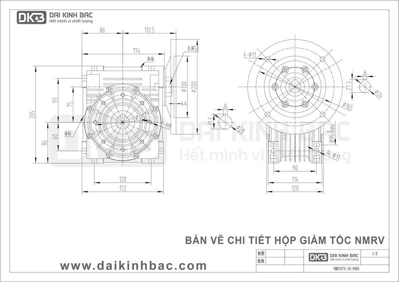 Hộp Giảm Tốc Trục Vít Bánh Vít Cao Cấp NMRV 075 Của BGM