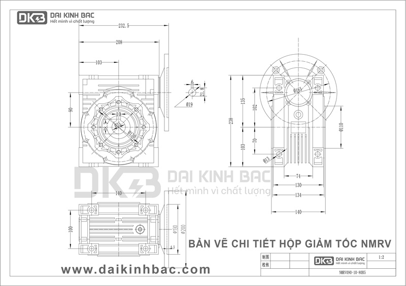 Hộp Giảm Tốc Trục Vít Bánh Vít Cao Cấp NMRV 090 Của BGM