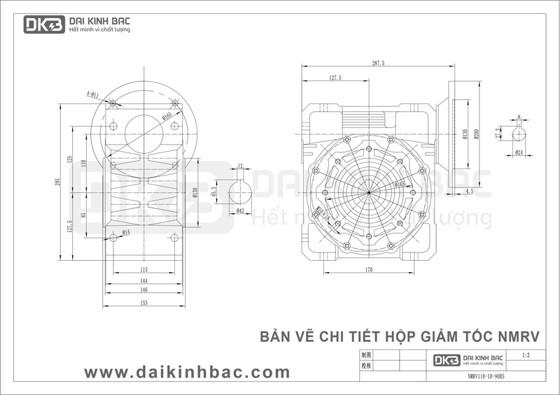 Hộp Giảm Tốc Trục Vít Bánh Vít Cao Cấp NMRV 110 Của BGM
