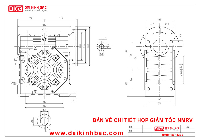Hộp Giảm Tốc Trục Vít Bánh Vít Cao Cấp NMRV 150 Của BGM