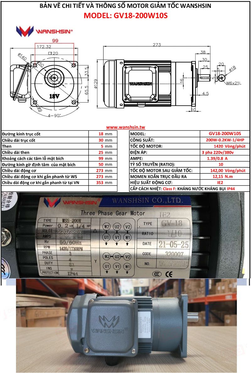 ban-ve-dong-co-giam-toc-mat-bich-Wanshsin-GV18-200W-10S