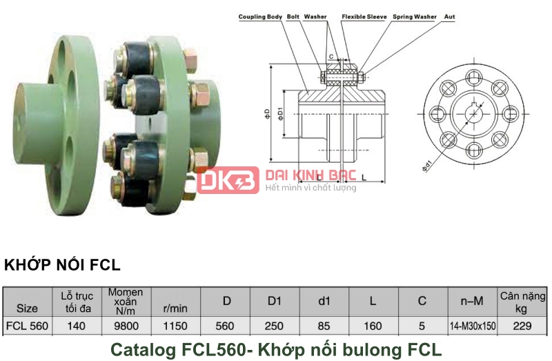 catalog khớp nối bulong FCL560