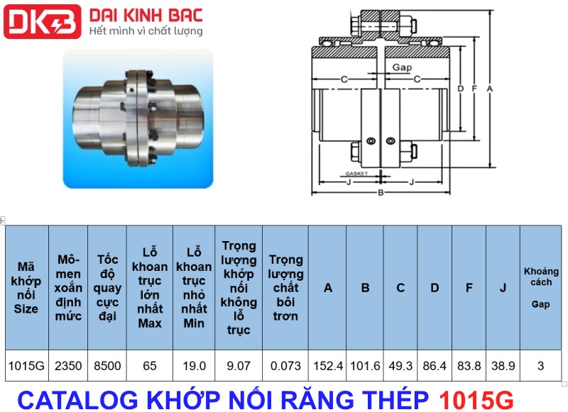 Catalog và thông số kỹ thuật chi tiết của khớp nối răng thép