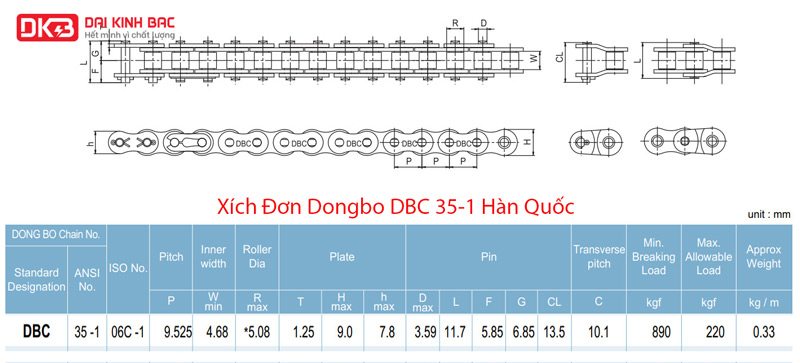 Xích Đơn Dongbo DBC 35-1 Hàn Quốc