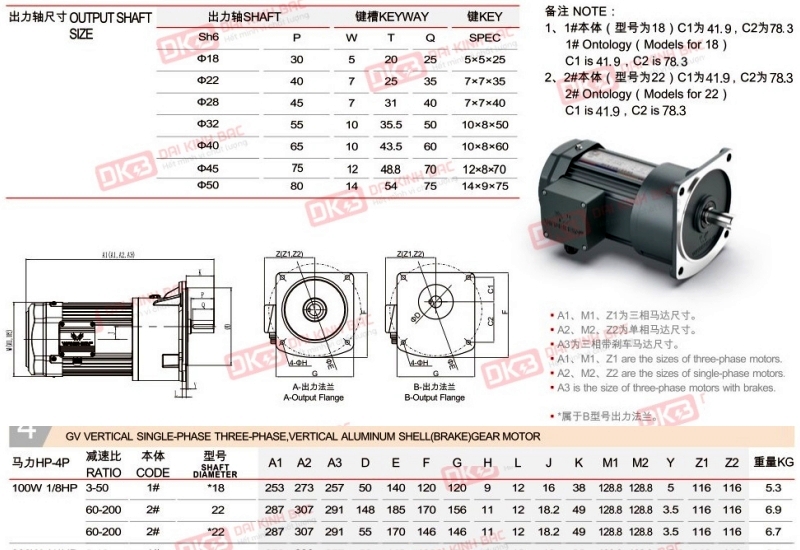 động cơ giảm tốc mặt bích wanshsin gv18-100w-60s