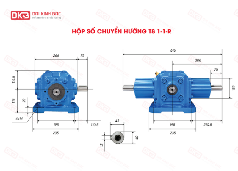 hộp số chuyển hướng t8-5:1
