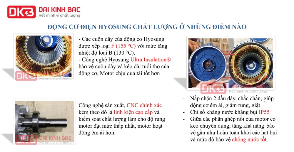 Motor Điện 3 Pha 6 Cực Hyosung Hàn Quốc