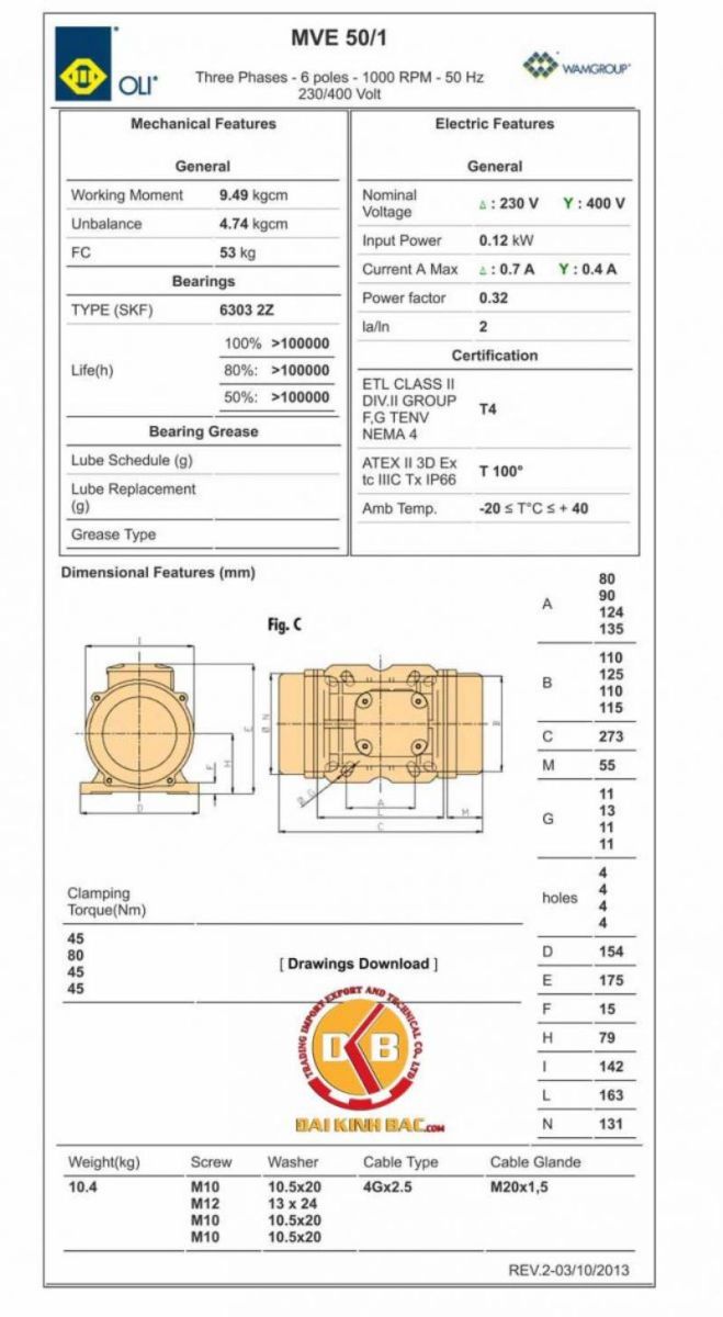 bản vẽ chi tiết động cơ rung oli 6 cực 0.12KW