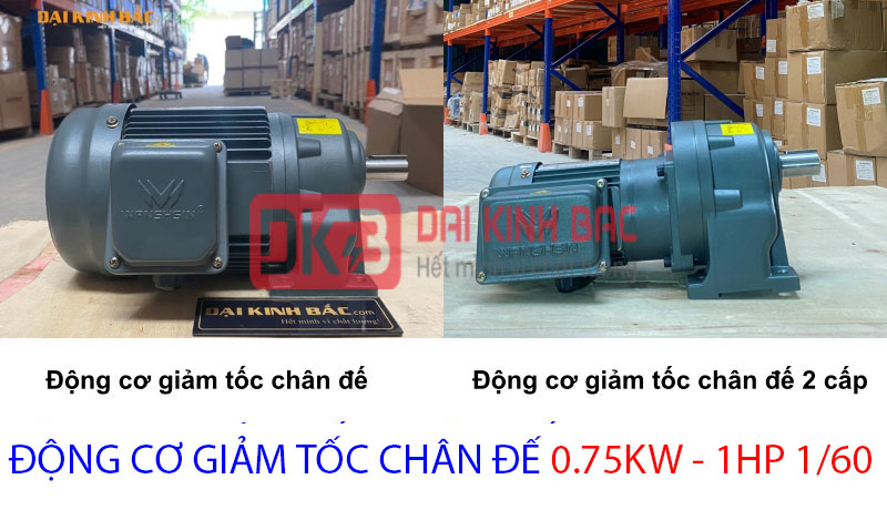 động cơ giảm tốc chân đế 0.75kw 1hp 1.60
