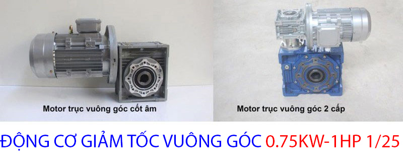 động cơ giảm tốc vuông goc 0.75kw 1hp 1.25
