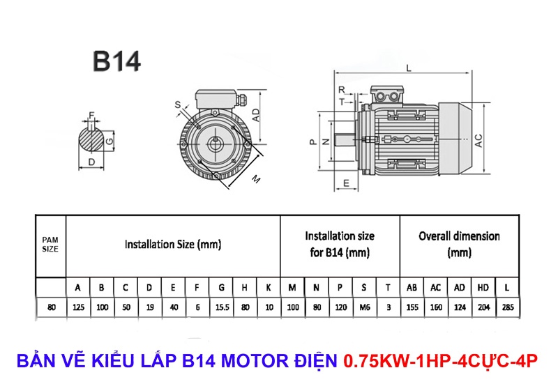 bản vẽ motor điện 0.75kw-1hp-4cực-4p