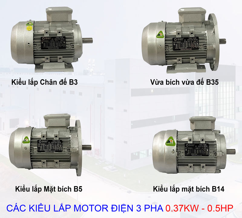  các kiểu lắp của Motor Điện BGM 0.37Kw - 0.5Hp