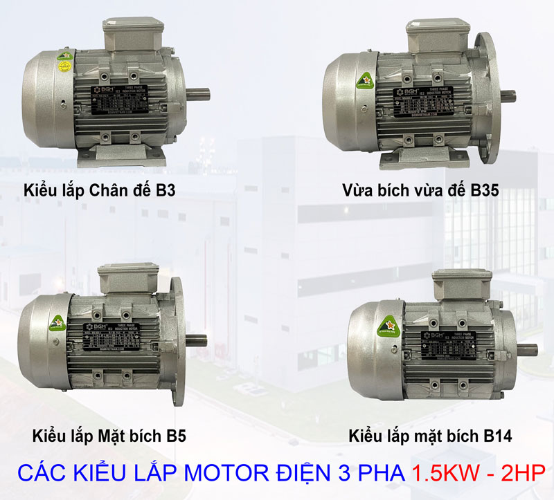 các kiểu lắp của Motor Điện BGM 1.5Kw - 2Hp